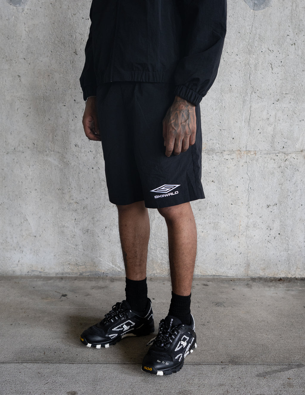 Skiiwrld Nylon Logo Shorts (Black)
