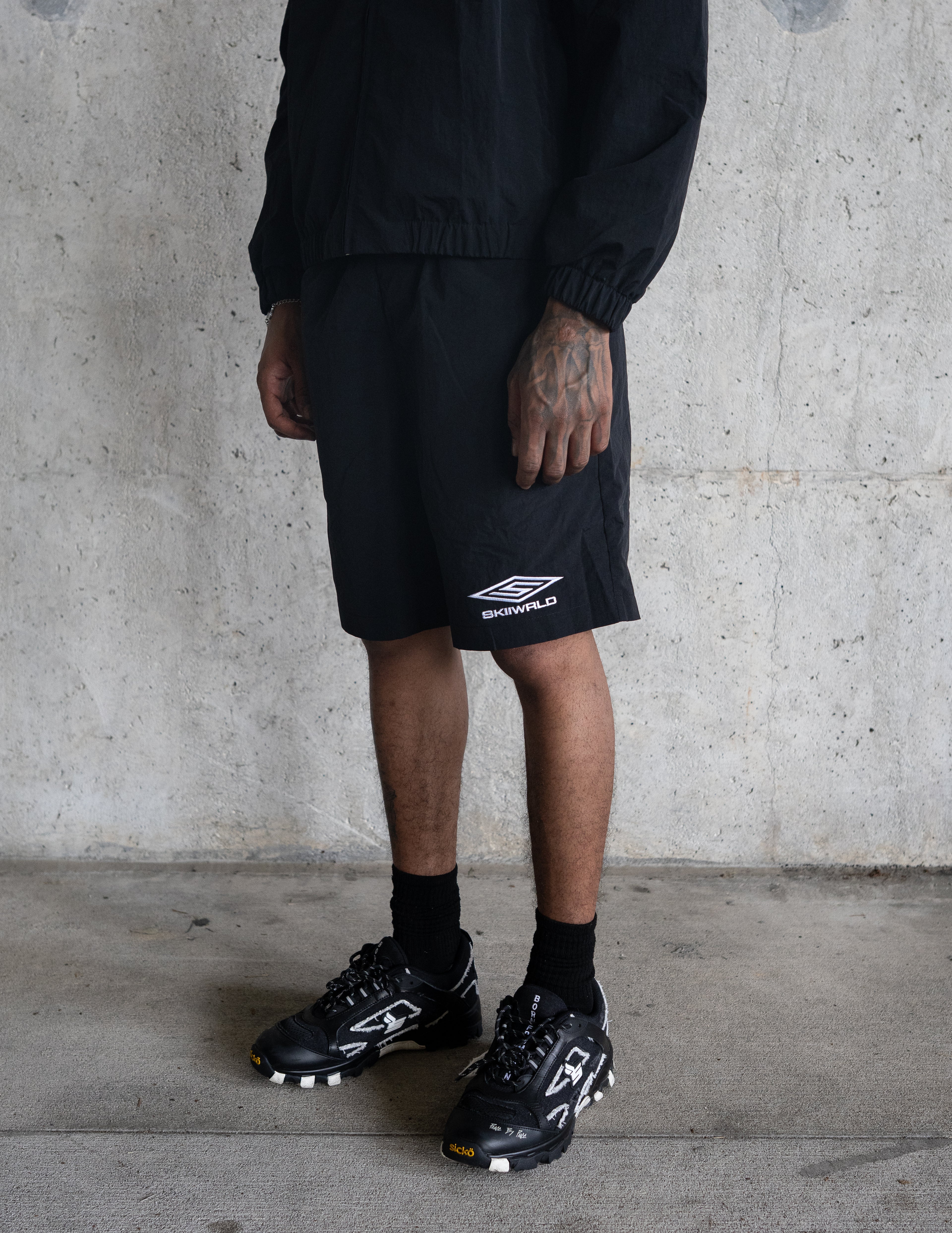 Skiiwrld Nylon Logo Shorts (Black)